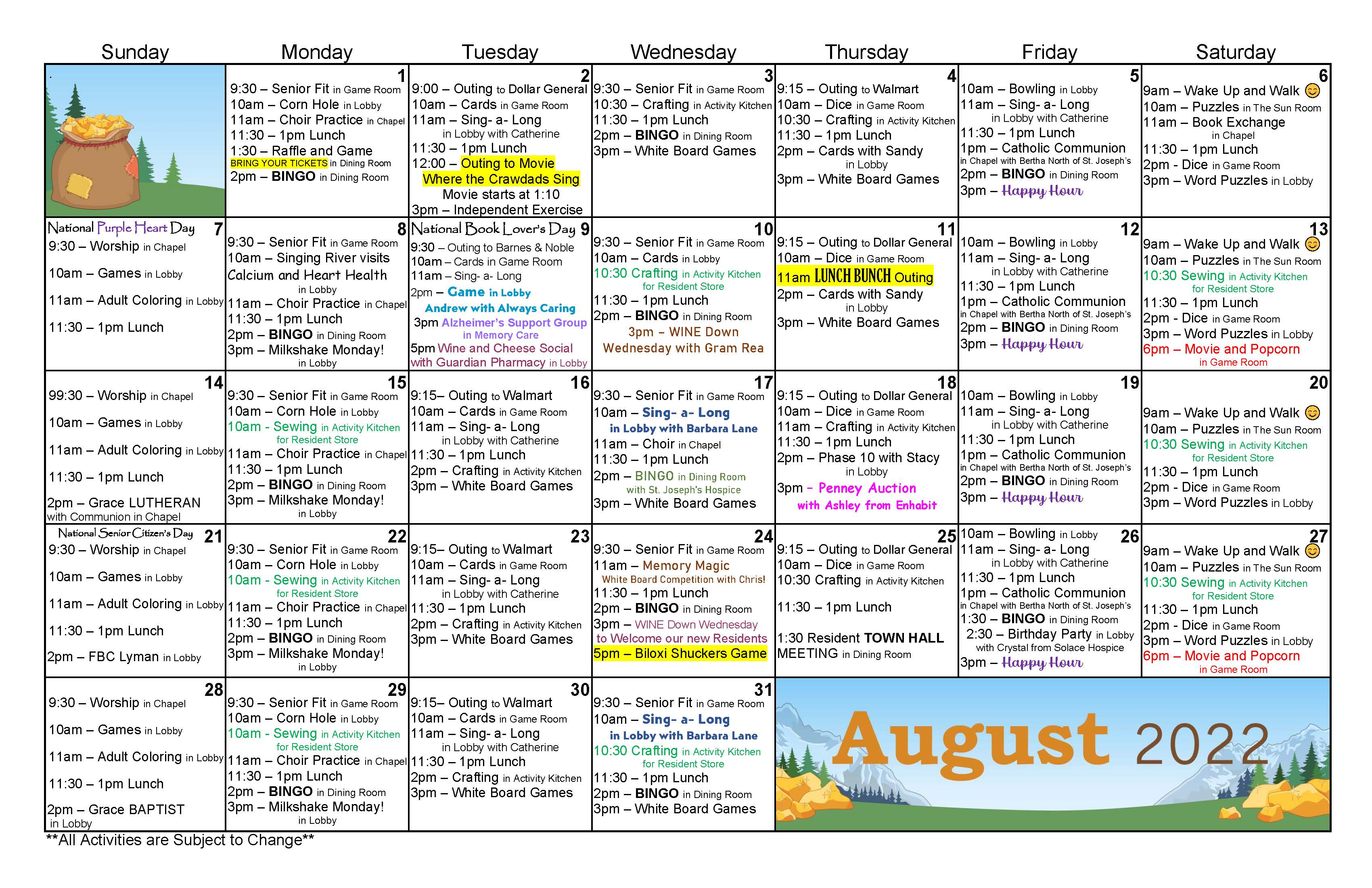 Summerfield Blog Summerfield of Gulfport Calendar of August Activities